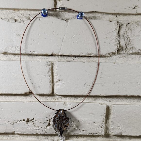 New Womens Murano Blown Glass Leaf Swirl Necklace 4 in1 - Picture 3 of 7